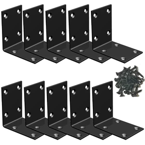 Black Stainless Steel Corner Bracket L Brackets Metal Corner Brace 10Pcs, 2.8x2.8x2(inch), Heavy Duty Metal Anger Bracket for Wood Corner/Shelf Supporter Black Stainless Steel Corner Bracket L Brackets Metal Corner Brace 10Pcs, 2.8x2.8x2(inch), Heavy Duty Metal Anger Bracket for Wood Corner/Shelf Supporter