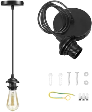 Black Pendant Light Kit, Vintage Hanging Light Kit, Hardwired Lamp Kit E26 E27 Ceiling Pendant Light Fixture, Adjustable Lamp Socket Pendant Light Wiring Kit Ceiling Light Kit, No Bulb Black Pendant Light Kit, Vintage Hanging Light Kit, Hardwired Lamp Kit E26 E27 Ceiling Pendant Light Fixture, Adjustable Lamp Socket Pendant Light Wiring Kit Ceiling Light Kit, No Bulb