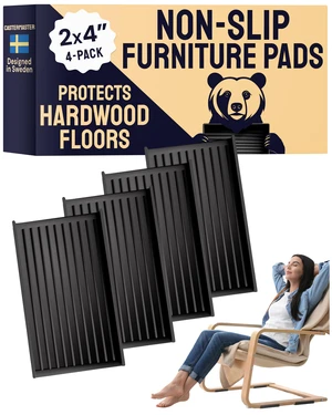 Rectangular Rubber Pads - 2x4 in Black, 4 Pack Anti-skid rectangular caster cups - Use for chairs & furniture, non-slip floor protection Rectangular Rubber Pads - 2x4 in Black, 4 Pack Anti-skid rectangular caster cups - Use for chairs & furniture, non-slip floor protection