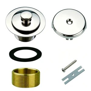 Bath Tub Drain Kit, Lift & Turn Bathtub Drain Stopper, Chrome Plated All Metal, Single Hole Overflow Faceplate, Fine/Coarse Thread Conversion Twist Trim Kit, For 1-3/8" and 1-1/2" Bathtub Drains Bath Tub Drain Kit, Lift & Turn Bathtub Drain Stopper, Chrome Plated All Metal, Single Hole Overflow Faceplate, Fine/Coarse Thread Conversion Twist Trim Kit, For 1-3/8" and 1-1/2" Bathtub Drains
