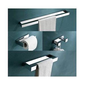 4-Pieces Bathroom Hardware Set, Polished Chrome Towel Bar Set, Wall Mounted Stainless Steel Bathroom Hardware Accessories Set, 23.6 inch 4-Pieces Bathroom Hardware Set, Polished Chrome Towel Bar Set, Wall Mounted Stainless Steel Bathroom Hardware Accessories Set, 23.6 inch