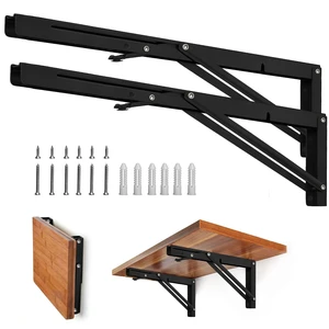 Folding Shelf Brackets - Heavy Duty Metal Collapsible Shelf Bracket for Bench Table, Shelf Hinge Wall Mounted Space Saving DIY Bracket, Max Load: 150 lb (24 Inch, Black) Folding Shelf Brackets - Heavy Duty Metal Collapsible Shelf Bracket for Bench Table, Shelf Hinge Wall Mounted Space Saving DIY Bracket, Max Load: 150 lb (24 Inch, Black)