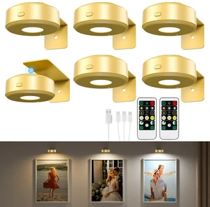 6 Pcs Picture Lights, Rechargeable Battery Operated Dimmable 3-Color Wall Light with Remote & Timer for Paintings, Artwork, Gallery, Wall Decor, Photo Frames 6 Pcs Picture Lights, Rechargeable Battery Operated Dimmable 3-Color Wall Light with Remote & Timer for Paintings, Artwork, Gallery, Wall Decor, Photo Frames