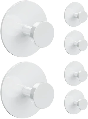 White Adhesive Wall Hook for Coat and Towel: Extra Sticky 12 LB (Max), Stainless Coat Rack Door Holder Hanger, 6-Pack Heavy Duty White Adhesive Wall Hook for Coat and Towel: Extra Sticky 12 LB (Max), Stainless Coat Rack Door Holder Hanger, 6-Pack Heavy Duty