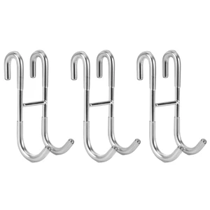 Shower Door Hooks (3-Pack), Towel Hooks for Bathroom Frameless Glass Door, Shower Squeegee Hooks, Silver Shower Door Hooks (3-Pack), Towel Hooks for Bathroom Frameless Glass Door, Shower Squeegee Hooks, Silver