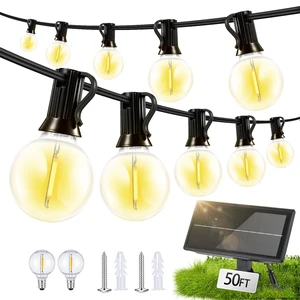 Solar Lights Outdoor Waterproof: G40 15M 50FT Shatterproof Bulbs Patio Lights - Solar Powered 3 Light Modes Solar Light - Camping Backyard Garden Deck Outside Yard Solar Lights Outdoor Waterproof: G40 15M 50FT Shatterproof Bulbs Patio Lights - Solar Powered 3 Light Modes Solar Light - Camping Backyard Garden Deck Outside Yard
