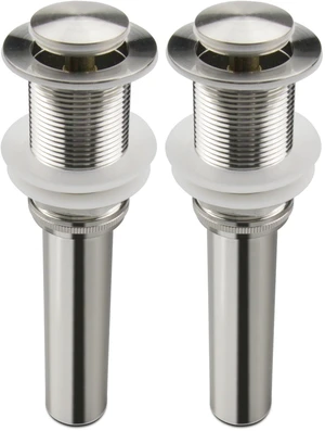 Bathroom Sink Pop Up Drain Assembly Without Overflow Fits 1.57 to 2.36 Inch Sink Openings with 1-1/4 Inch Tailpiece Small Cap Solid Brass Drain Stopper (Brushed Nickel) (Pack of 2) Bathroom Sink Pop Up Drain Assembly Without Overflow Fits 1.57 to 2.36 Inch Sink Openings with 1-1/4 Inch Tailpiece Small Cap Solid Brass Drain Stopper (Brushed Nickel) (Pack of 2)