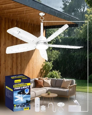 Outdoor Gazebo Ceiling Fan with Light and Remote, 36 Inch, White Plug-In, IP65 Waterproof, Hanging with Hook, 6 Speed, Reversible, 3CCT, Dimmable, Portable, for Patio, Canopy, Porch, RV Outdoor Gazebo Ceiling Fan with Light and Remote, 36 Inch, White Plug-In, IP65 Waterproof, Hanging with Hook, 6 Speed, Reversible, 3CCT, Dimmable, Portable, for Patio, Canopy, Porch, RV