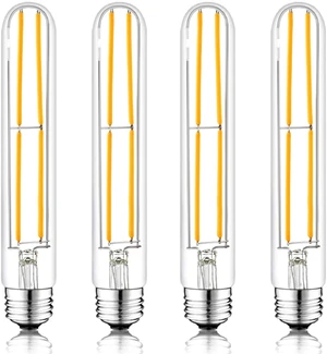 T10 7.3 Inch Long Tube Bulb LED Light Bulbs, Dimmable, 6W (60W Equivalent), 2700K Warm White, 600 Lumens, E26 Medium Base,120V Edison Bulb, for Wall sconces,Vanity Lights,Badroom (4-Pack) T10 7.3 Inch Long Tube Bulb LED Light Bulbs, Dimmable, 6W (60W Equivalent), 2700K Warm White, 600 Lumens, E26 Medium Base,120V Edison Bulb, for Wall sconces,Vanity Lights,Badroom (4-Pack)