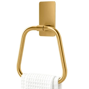 Adhesive Hand Towel Holder for Bathroom, No Drill Towel Ring Wall Mounted, Space-Saving, Easy Install for Bathroom & Kitchen (Gold) Adhesive Hand Towel Holder for Bathroom, No Drill Towel Ring Wall Mounted, Space-Saving, Easy Install for Bathroom & Kitchen (Gold)