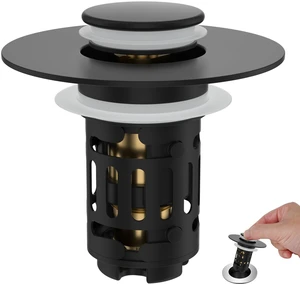 Universal Bathroom Sink Drain Strainer, 3 in 1 Pop Up Stopper Upgraded Hair Catcher Sink Plug for 1.1''-2.36'' Hole, Removable Stainless Steel Filter Basket, Brass Core, Matte Black Universal Bathroom Sink Drain Strainer, 3 in 1 Pop Up Stopper Upgraded Hair Catcher Sink Plug for 1.1''-2.36'' Hole, Removable Stainless Steel Filter Basket, Brass Core, Matte Black