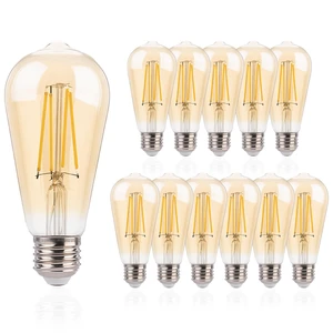 ST19 LED Edison Bulbs 40W Equivalent, 4W Amber Glass Vintage Light Bulbs, 2200K Warm White Dimmable, High CRI 90+, 400LM E26 Base, Decorative LED Filament Bulbs for Pendant, Chandelier, 12 Pack ST19 LED Edison Bulbs 40W Equivalent, 4W Amber Glass Vintage Light Bulbs, 2200K Warm White Dimmable, High CRI 90+, 400LM E26 Base, Decorative LED Filament Bulbs for Pendant, Chandelier, 12 Pack