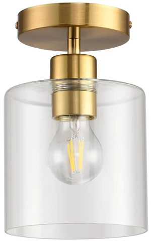 Modern Brass Semi Flush Mount Light Fixture for Entryway & Hallway, Gold Finish Modern Brass Semi Flush Mount Light Fixture for Entryway & Hallway, Gold Finish