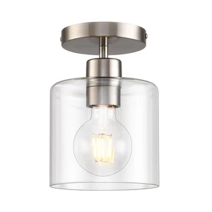 Brushed Nickel Semi Flush Mount Ceiling Light,Modern Ceiling Light Fixture for Closet Hallway Entryway Fixture Brushed Nickel Finish 1 Pack Brushed Nickel Semi Flush Mount Ceiling Light,Modern Ceiling Light Fixture for Closet Hallway Entryway Fixture Brushed Nickel Finish 1 Pack