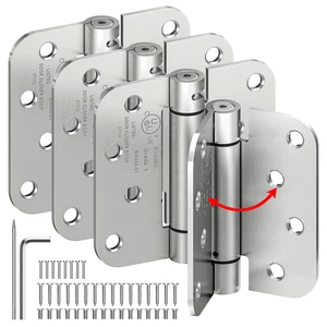 4-Pack 4 Inch Self Closing Door Hinges,5/8" Radius Corners,Brushed Nickel Auto Spring Loaded Door Hinges, Adjustable Tension for Exterior,Garage, Front Back Door,Left Right Hand Door,UL Listed 4-Pack 4 Inch Self Closing Door Hinges,5/8" Radius Corners,Brushed Nickel Auto Spring Loaded Door Hinges, Adjustable Tension for Exterior,Garage, Front Back Door,Left Right Hand Door,UL Listed