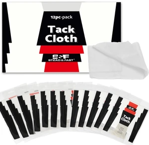 Tack Cloths, White, 12 Pack, for Auto Painting 18 x 36 in, 100% cotton, wax and silicone free, anti-static, lint free, removes dust, for woodworking and prep Tack Cloths, White, 12 Pack, for Auto Painting 18 x 36 in, 100% cotton, wax and silicone free, anti-static, lint free, removes dust, for woodworking and prep