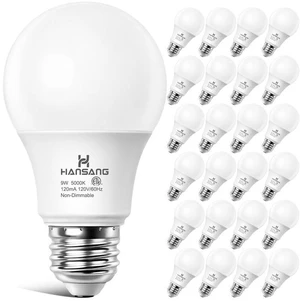 24 Pack E26 Base Daylight 5000K A19 LED Light Bulb 60 Watt 9W 900LM CRI 85+ 120V 800 Lumens,E26 LED Bulb for Bedroom Living Room,No Flicker,Recycled Materials,Non-Dimmable 24 Pack E26 Base Daylight 5000K A19 LED Light Bulb 60 Watt 9W 900LM CRI 85+ 120V 800 Lumens,E26 LED Bulb for Bedroom Living Room,No Flicker,Recycled Materials,Non-Dimmable