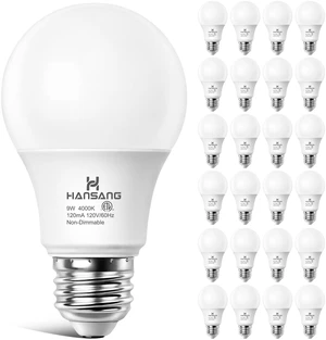 24 Pack E26 LED Bulb 60 Watt, 4000K Natural Daylight Light Bulbs 9W 900LM CRI 85+ 120V 800 Lumens,A19 LED Light Bulbs for Bedroom Living Room,No Flicker,Recycled Materials,Non-Dimmable 24 Pack E26 LED Bulb 60 Watt, 4000K Natural Daylight Light Bulbs 9W 900LM CRI 85+ 120V 800 Lumens,A19 LED Light Bulbs for Bedroom Living Room,No Flicker,Recycled Materials,Non-Dimmable