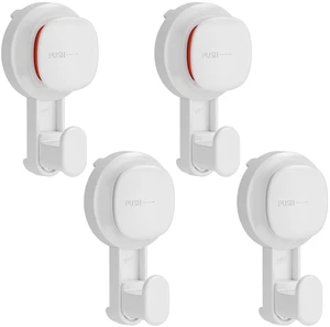 4 Pack Upgraded Suction Cup Hook with Visible Safety Indicator, White Powerful Suction, No-Drill Shower Hooks for Towels, Loofahs, Robes, 1 Sec Installation, Waterproof, Removable Bathroom Hanger 4 Pack Upgraded Suction Cup Hook with Visible Safety Indicator, White Powerful Suction, No-Drill Shower Hooks for Towels, Loofahs, Robes, 1 Sec Installation, Waterproof, Removable Bathroom Hanger