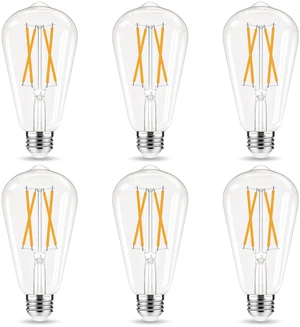 Dimmable LED Edison Bulb, E26 Bulb 60 watt Equivalent Soft White 2700K ST58 Vintage Light Bulbs, 90+ CRI, 6W 600LM, E26 Base, Clear Glass, 6 Pack Dimmable LED Edison Bulb, E26 Bulb 60 watt Equivalent Soft White 2700K ST58 Vintage Light Bulbs, 90+ CRI, 6W 600LM, E26 Base, Clear Glass, 6 Pack