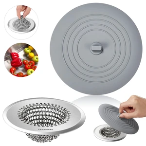 Kitchen Sink Drain Strainer & Sink Stopper, Revolutionary Stainless Steel Drain Plug Combo, Anti-Clog Garbage Strainer Basket for US Standard Drains, Fits Single & Double Bowl Kitchen Sinks Kitchen Sink Drain Strainer & Sink Stopper, Revolutionary Stainless Steel Drain Plug Combo, Anti-Clog Garbage Strainer Basket for US Standard Drains, Fits Single & Double Bowl Kitchen Sinks