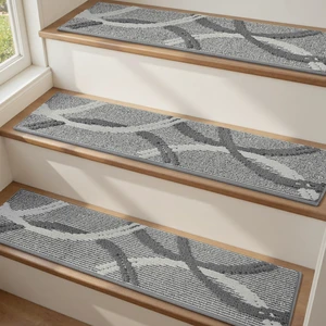 Peel and Stick Stair Treads Non Slip for Wooden Steps 15 PCS, 8"x30" 3D Textured Carpet Stair Tread Indoor, Adhesive Washable Stair Runner Rug for Kids, Elders & Pets, Grey Peel and Stick Stair Treads Non Slip for Wooden Steps 15 PCS, 8"x30" 3D Textured Carpet Stair Tread Indoor, Adhesive Washable Stair Runner Rug for Kids, Elders & Pets, Grey