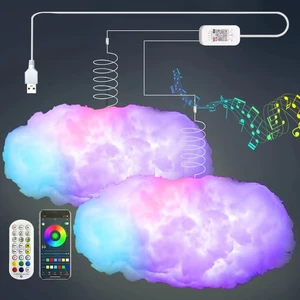 2PCS 3D Big Cloud lightning Light Kit Music Sync Warm Multicolor lightning Changing Strip Lights 360 Degree Wireless Remote APP NO DIY Coolest Decorations for Adults and Kids Indoor Home Bedroom 2PCS 3D Big Cloud lightning Light Kit Music Sync Warm Multicolor lightning Changing Strip Lights 360 Degree Wireless Remote APP NO DIY Coolest Decorations for Adults and Kids Indoor Home Bedroom
