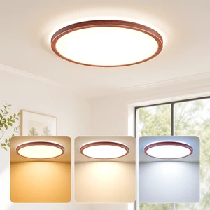 LED Flush Mount Ceiling Light, 12 Inch 24W 3000K/4000K/5000K Hardwire Light Fixture, Ultra Thin Round White Lamp for Kitchen Porch Bedroom Hallway Stairwell Basement- Walnut LED Flush Mount Ceiling Light, 12 Inch 24W 3000K/4000K/5000K Hardwire Light Fixture, Ultra Thin Round White Lamp for Kitchen Porch Bedroom Hallway Stairwell Basement- Walnut