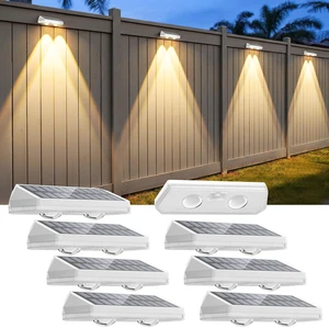 Solar Fence Lights Outdoor,3000/4500/6000K 13 Mode, 8 Pack Fence Lights Solar Powered with Ultra-Bright Lens IP65 Waterproof,Solar Wall Light for Backyard/Step/Patio/Deck/Stair/Railings(White) Solar Fence Lights Outdoor,3000/4500/6000K 13 Mode, 8 Pack Fence Lights Solar Powered with Ultra-Bright Lens IP65 Waterproof,Solar Wall Light for Backyard/Step/Patio/Deck/Stair/Railings(White)