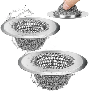 2 Pack Upgraded Sink Drain Strainer, Patented Reversible Chain Mail Mesh Anti-Slip Ring, Fast Drainage, Easy Flip Cleaning, 304 Stainless Steel, Universal 4.4-Inch, Garbage Disposal Fit 2 Pack Upgraded Sink Drain Strainer, Patented Reversible Chain Mail Mesh Anti-Slip Ring, Fast Drainage, Easy Flip Cleaning, 304 Stainless Steel, Universal 4.4-Inch, Garbage Disposal Fit
