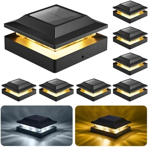 Solar Post Cap Lights Outdoor 8-Pack, Waterproof Fence Post Solar Lights for 4x4 Wood/Vinyl Posts, 16 LED Deck Post Lights with 2 Color Modes Decorate Patio Porch Garden Solar Post Cap Lights Outdoor 8-Pack, Waterproof Fence Post Solar Lights for 4x4 Wood/Vinyl Posts, 16 LED Deck Post Lights with 2 Color Modes Decorate Patio Porch Garden