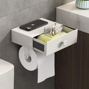 Toilet Paper Holder with Shelf White Wipes Dispenser for Bathroom Toilet Paper Holder with Storage Upgrade Drawer Design Toilet Tissue Holder Adhesive Small Bathroom Shelf Wall Mount Toilet Paper Holder with Shelf White Wipes Dispenser for Bathroom Toilet Paper Holder with Storage Upgrade Drawer Design Toilet Tissue Holder Adhesive Small Bathroom Shelf Wall Mount