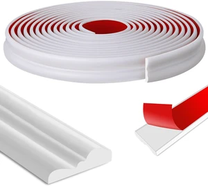 20 Ft x 1.1' Wall Decoration Molding Trim, White Self-Adhesive 3D Chair Rail Panel Molding, Flexible DIY Wall Trim for Mirror, Window Frame and Home Decoration 20 Ft x 1.1' Wall Decoration Molding Trim, White Self-Adhesive 3D Chair Rail Panel Molding, Flexible DIY Wall Trim for Mirror, Window Frame and Home Decoration