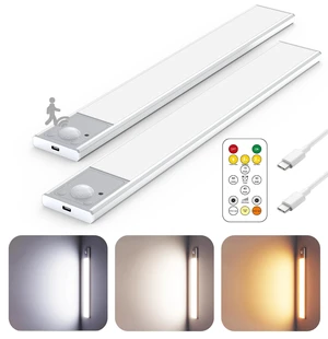 12" Under Cabinet Lighting Wireless, Remote, Motion Sensor, 2Pack, Silver 0.33" Ultra-thin Aluminum Alloy Body, USB-C Rechargeable, 3-Color-Temp, Dimming, Magnetic, 30Day Runtime for Kitchen Closet 12" Under Cabinet Lighting Wireless, Remote, Motion Sensor, 2Pack, Silver 0.33" Ultra-thin Aluminum Alloy Body, USB-C Rechargeable, 3-Color-Temp, Dimming, Magnetic, 30Day Runtime for Kitchen Closet
