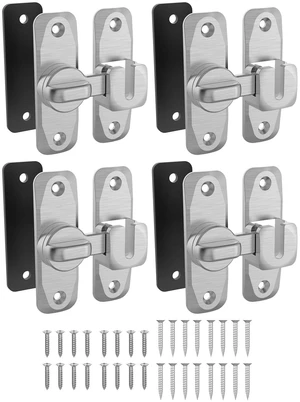 90/180 Degree Flip Barn Door Lock, Sliding Door Latch, Silver-4PC Protect Privacy - Security Lock, Small Gate Latches Hardware for Barn, Garden, Bathroom, Cabinet, Window 90/180 Degree Flip Barn Door Lock, Sliding Door Latch, Silver-4PC Protect Privacy - Security Lock, Small Gate Latches Hardware for Barn, Garden, Bathroom, Cabinet, Window
