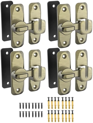90/180 Degree Flip Barn Door Lock, Sliding Door Latch, Bronze-4PCS Protect Privacy - Security Lock, Small Gate Latches Hardware for Barn, Garden, Bathroom, Cabinet, Window 90/180 Degree Flip Barn Door Lock, Sliding Door Latch, Bronze-4PCS Protect Privacy - Security Lock, Small Gate Latches Hardware for Barn, Garden, Bathroom, Cabinet, Window