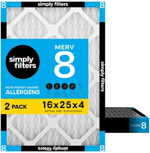 16x25x4 Air Filter MERV 8, 2 Pack, For Home AC Furnace & HVAC (Actual Size: 15.5"x24.5"x3.63") DUST Pet&Allergy Control 16x25x4 Air Filter MERV 8, 2 Pack, For Home AC Furnace & HVAC (Actual Size: 15.5"x24.5"x3.63") DUST Pet&Allergy Control