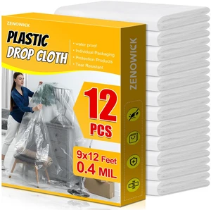 12 Pack Plastic Drop Cloth, 9x12 Ft Plastic Sheeting for Painting Dust-Proof Tear-Resistant Painters Plastics Tarp Cloth for Furniture Floor Sofa Protector Cover Durable & Thick 12 Pack Plastic Drop Cloth, 9x12 Ft Plastic Sheeting for Painting Dust-Proof Tear-Resistant Painters Plastics Tarp Cloth for Furniture Floor Sofa Protector Cover Durable & Thick