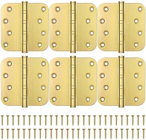 Gold Door Hinges, 4 x 4 Inches, 5/8" Radius Corner,Satin Gold, 6 Pack Ball Bearing, Heavy Duty Stainless Steel, Smooth and Quiet, Non Removable Pin Gold Door Hinges, 4 x 4 Inches, 5/8" Radius Corner,Satin Gold, 6 Pack Ball Bearing, Heavy Duty Stainless Steel, Smooth and Quiet, Non Removable Pin