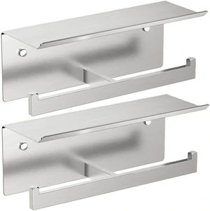 Toilet Paper Holder with Shelf, Commercial Toilet Paper Dispenser Brushed Nickel 2 Pack | SUS304 Stainless Steel Wall Mount Double Bathroom Tissue Roll Holder for Hotel, Apartments, etc Toilet Paper Holder with Shelf, Commercial Toilet Paper Dispenser Brushed Nickel 2 Pack | SUS304 Stainless Steel Wall Mount Double Bathroom Tissue Roll Holder for Hotel, Apartments, etc