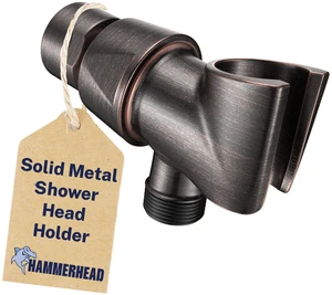 Solid Metal Handheld Showerhead Holder, Adjustable Wand Holder with Universal Wall Hook Bracket and Brass Pivot Ball, Oil Rubbed Bronze Solid Metal Handheld Showerhead Holder, Adjustable Wand Holder with Universal Wall Hook Bracket and Brass Pivot Ball, Oil Rubbed Bronze
