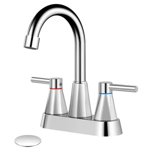 4" Bathroom Sink Faucet, 2-Handle Chrome, Pop-Up Drain Included 360° swivel spout, ceramic cartridge, 20% water-saving aerator, RV ready 4" Bathroom Sink Faucet, 2-Handle Chrome, Pop-Up Drain Included 360° swivel spout, ceramic cartridge, 20% water-saving aerator, RV ready
