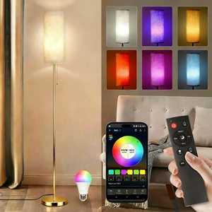 Floor Lamps for Living Room with RGB Color Changing Bulb Dimmable Color Brightness Standing Lamp with Remote Tall Lamps with Chain Switch for Bedroom Office 9W LED Bulb Included, Gold Body RGB Bulb Floor Lamps for Living Room with RGB Color Changing Bulb Dimmable Color Brightness Standing Lamp with Remote Tall Lamps with Chain Switch for Bedroom Office 9W LED Bulb Included, Gold Body RGB Bulb