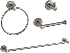 Bathroom Accessories Set 4-Pieces Shiny Brushed Nickel Zinc Alloy Wall Mounted Towel Racks for Bathroom Bathroom Accessories Set 4-Pieces Shiny Brushed Nickel Zinc Alloy Wall Mounted Towel Racks for Bathroom