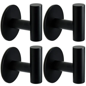 Matte Black Self Adhesive Stainless Steel Towel Hook (4-Pack) SUS304, Self-Adhesive, Heavy Duty, Waterproof, Coat Robe Clothes Wall Hook Holder for Bathroom Kitchen Office Hotel Pool Matte Black Self Adhesive Stainless Steel Towel Hook (4-Pack) SUS304, Self-Adhesive, Heavy Duty, Waterproof, Coat Robe Clothes Wall Hook Holder for Bathroom Kitchen Office Hotel Pool