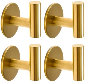 Brushed Gold Self Adhesive Stainless Steel Towel Hooks (4-Pack) SUS304, Self-Adhesive, Heavy Duty, Waterproof, Coat Robe Wall Hook for Bathrooms Kitchen Hotel Brushed Gold Self Adhesive Stainless Steel Towel Hooks (4-Pack) SUS304, Self-Adhesive, Heavy Duty, Waterproof, Coat Robe Wall Hook for Bathrooms Kitchen Hotel