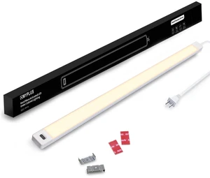 24 Inch Under Cabinet Lights with Hand Wave,Plug and Play 3000K Warm White,Dimmable,CRI>90,110V,640 Lumen,8.5W,Bright Counter,Shelf,Above the Sink 24 Inch Under Cabinet Lights with Hand Wave,Plug and Play 3000K Warm White,Dimmable,CRI>90,110V,640 Lumen,8.5W,Bright Counter,Shelf,Above the Sink