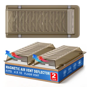 Super Strong Magnetic Vent Deflector, Sideways AC Vent Deflector, Brown 2 Pack Snap-Lock Vent Redirector for 4"x10" Wall/Floor/Ceiling Registers, Redirect Air from Sofas and Beds, Energy-Saving Super Strong Magnetic Vent Deflector, Sideways AC Vent Deflector, Brown 2 Pack Snap-Lock Vent Redirector for 4"x10" Wall/Floor/Ceiling Registers, Redirect Air from Sofas and Beds, Energy-Saving