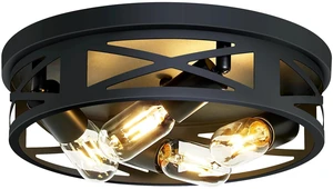 Flush Mount 4-Light Ceiling Light Fixture for Hallway, Kitchen, Entryway - Black, E26 Base (1 Pack) Flush Mount 4-Light Ceiling Light Fixture for Hallway, Kitchen, Entryway - Black, E26 Base (1 Pack)