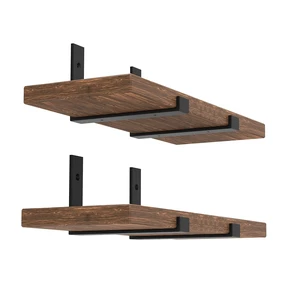Shelf Bracket, Heavy Duty Floating Shelf Brackets 10-Inch Long, 4-Pack Brackets for Shelves, Black Coated J Shape Metal Wall Shelf Support Brackets with 1/5-Inch Thick and 160 lb. Load Capacity Shelf Bracket, Heavy Duty Floating Shelf Brackets 10-Inch Long, 4-Pack Brackets for Shelves, Black Coated J Shape Metal Wall Shelf Support Brackets with 1/5-Inch Thick and 160 lb. Load Capacity